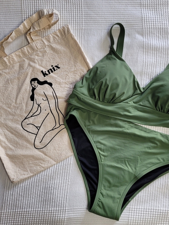 knix Other - Knix Two-Piece Bikini Set Olive Green Size L (Altered Top) + Bonus Knix Bag